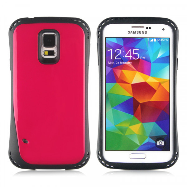 Wholesale Samsung Galaxy S5 i9600 First Class Gummy Hybrid Case (Hot Pink)